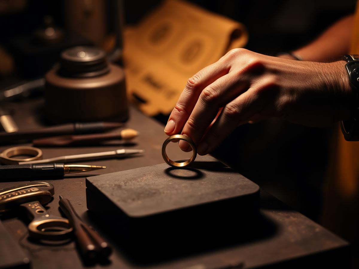 Taller de joyería en Madrid — joyero trabajando un anillo de oro